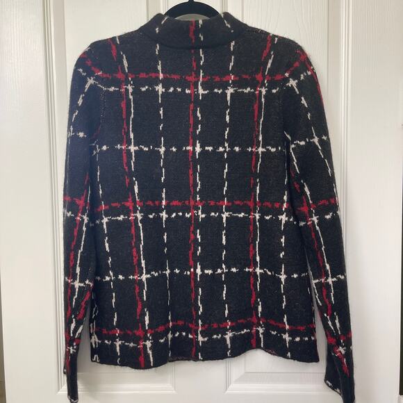 Adrienne Vittadini button black white red button sweater NWT Medium wool blend - Picture 4 of 6